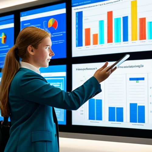 Home 6 A visionary educational leader, professional, fully clothed in a modest business suit, stands in a brightly lit, modern immersive learning center. Large digital screens display abstract educational concepts and data visualizations. The leader gazes thoughtfully at a screen, embodying strategic planning and future educational design. In the background, fully clothed students are modestly engaged in a collaborative learning activity using tablets. The scene emphasizes innovation and a student-centered approach. Perfect anatomy, correct proportions, natural pose, well-formed hands, proper finger count. Professional photography, high quality, safe for work, appropriate content, family-friendly.